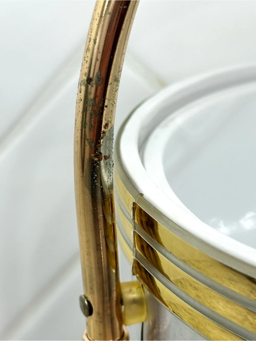 Vintage gold and silver tone insulated ice bucket